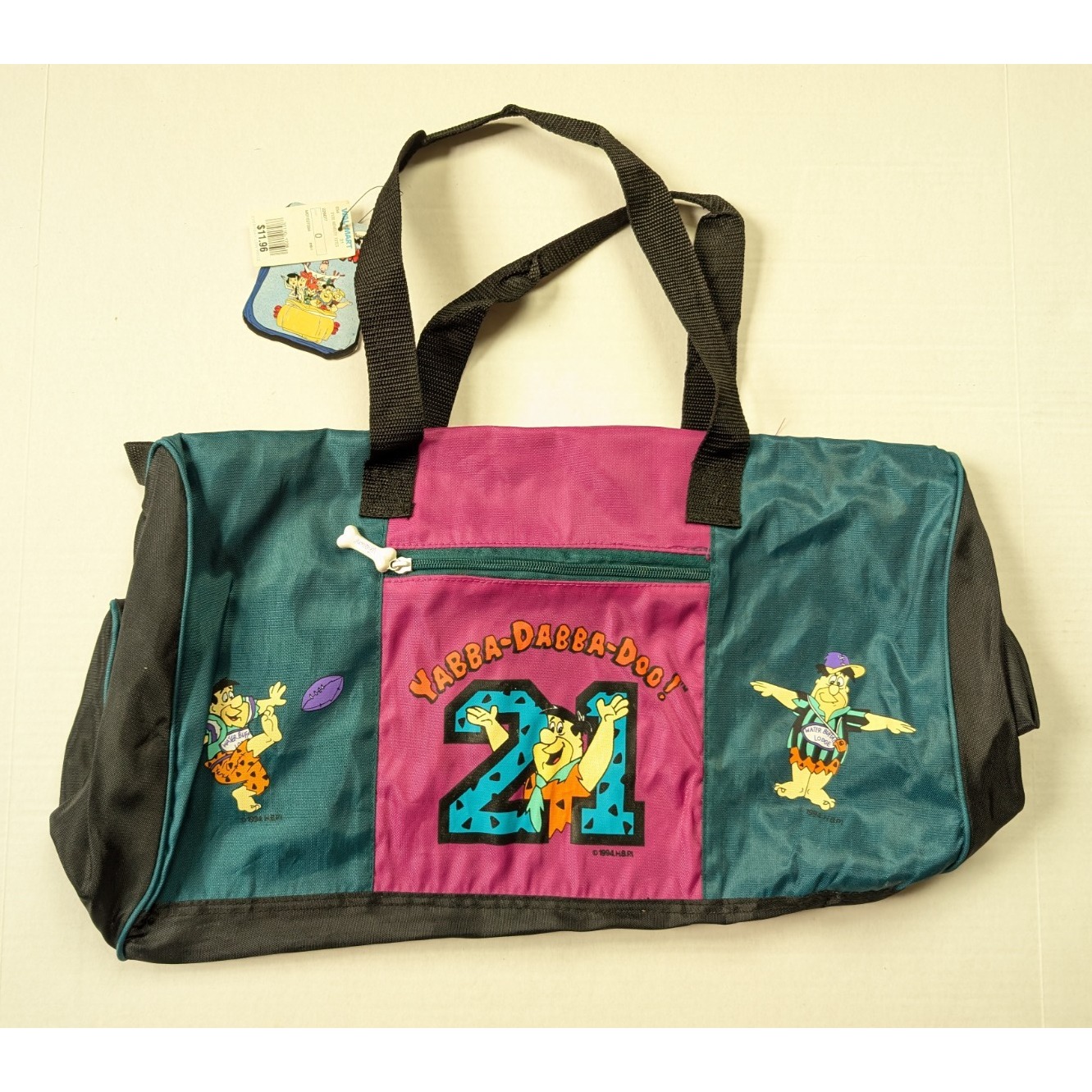 Vintage Flintstones Duffle Bag Nwt 90s Canvas Fred Two Tone Sport Gym